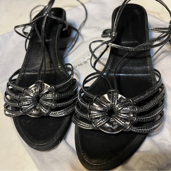 Robert Clergerie Paris Strappy Sandal 1 3/4” Heel Size 10.5B Metallic Blk/Gray - Picture 11 of 13